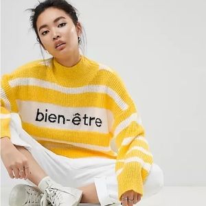 ASOS Neon Rose Bien-etre yellow stripped sweater